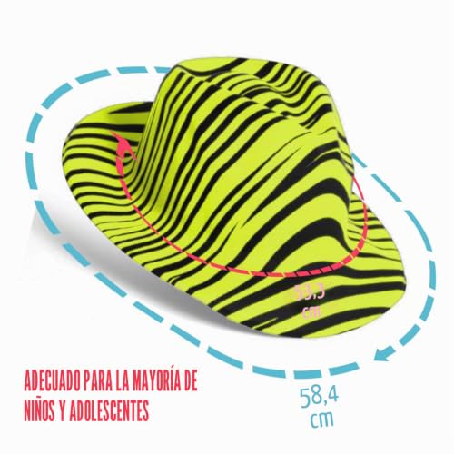 Miniatura 4 de Novelty Place Estrellas De La Fiesta Sombreros Plásticos De Neón Para Fiesta Estampado Animal Color Para Niños, Adolescentes Y Adultos Paquete De 24
