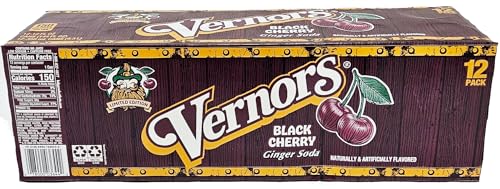 Vernors ginger ale (soda) Black Cherry flavored soda pop, 12-fluid ounce cans, 12-count fridge pack
