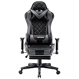 Ergonomischer Gaming Stuhl: Verbesserter neuer ergonomischer Gaming Stuhl mit einzigartigem Erscheinung und starken Polstern für maximalen Komfort bietet Ihren eine bequeme Erfahrung. 2 zusätzliche Kissen helfen Sie dabei, Kopf und Taille zu entspannen.
