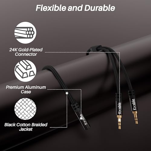 Cable Divisor Estéreo TRS 3.5mm 3FT 1/8 Pulgadas miniatura 7