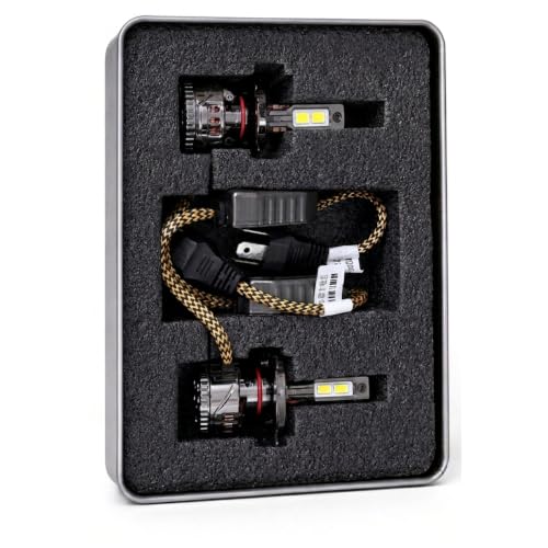 Image of VECTRON H4 /H19 LED Headlight Bulbs for Car, 260W Super Bright 4300K Warm Golden White, Cooling Fan, IP68 Waterproof, 2 Year Warranty, Set of 2