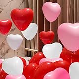 STIMULATE SZXXZZMY 50pcs 10-inch Heart shaped balloons 3 Kinds of Color Latex Balloons for Valentines Day,Propose Marriage,Wedding Party.(red, pink, white)