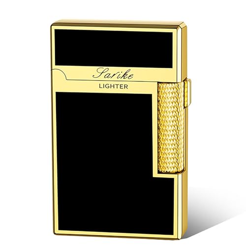 Encendedor de metal clásico, diseño vintage de deslizamiento lateral, exquisitamente tallado, para hombres y coleccionistas