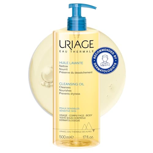 Uriage Huile Lavante - 25% de Glycérine - 2-en-1 : Nettoie en Douceur, Hydrate - Huile de Douche Moussante pour toute la Famille - Visage, Corps - pH...