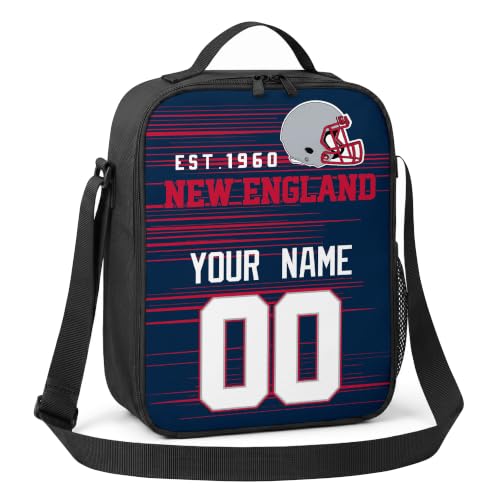 Image of New England Lunch Bag Custom Name and Number Personalized Gifts | Custom Personalized Lunch Box for Men Women