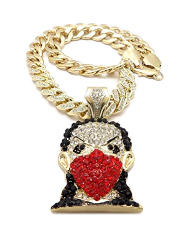 HIP HOP BOONDOCK PENDANT & 11mm 20" PARTIAL ICED CUBAN CHOKER CHAIN NECKLACE2