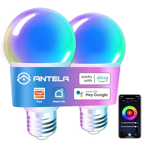 ANTELA Lampadina LED Alexa E27 Wifi, 7W 806LM Dimmerabile Lampadina