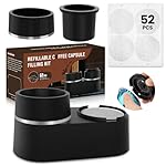 Pro Mael Reusable Coffee Pods Refill Kit Compatible with Vertuo, Coffee Capsule Refillable Tools with 52 Pcs Aluminum Foil Lids, Compatible with Nespresso Espresso Machine