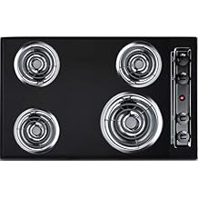 Summit 30" 4 Burner Electric Cooktop. 230 Volt Coil Electric Cooktop, Black- TEL05