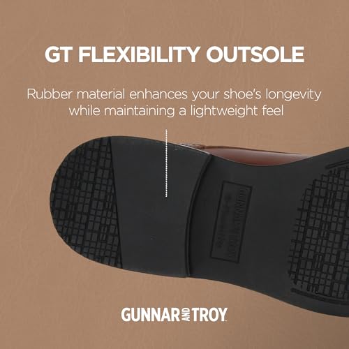 Image of Gunnar and Troy Axel Mens Dress Shoes, Multiple Colors & Sizes | Classic Brogue Oxford with Leather Uppers, Cushioned Dual-Density Footbed
