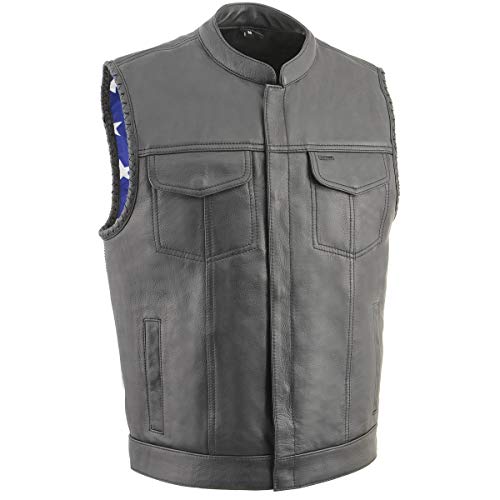 Milwaukee Leather Men's Classic Club Style Motorcycle Bikers Premium Leather Vest | MLM - X-Large