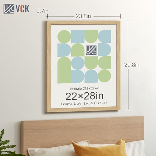 Image of VCK 22x28 Poster Frame Solid Wood Natural 3 Pack Picture Frames 22 x 28 Inches with Wall Mounting Hanging