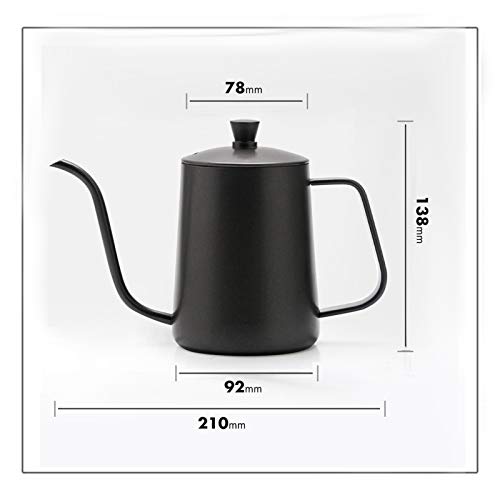 Chaleira de café WooDlan, 600 ml, chaleira de café, cafeteira de aço inoxidável com alça de presente