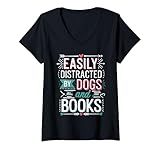 Photo Gallery donna funny pet lover easily distracted by dogs and books joke men maglietta con collo a v Photo Gallery donna funny pet lover easily distracted by dogs and books joke men maglietta con collo a v