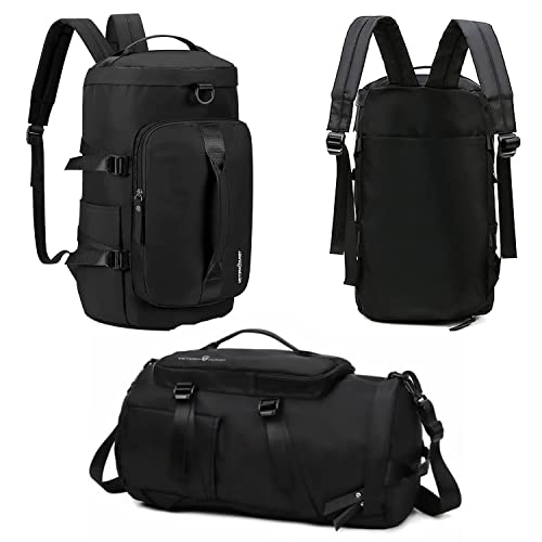 Gym Bag Backpack 4 Ways For Women And Men, Travel Duffel Bag Backpacks For Sports, Gyms Weekend Water Repellant Dufflebag With Shoe Compartments, Lightweight Adjustable Strap Carryon Gymbag, Black #TOP9