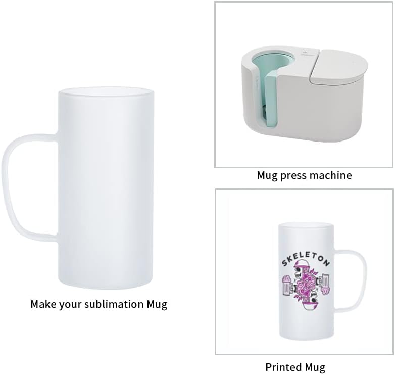 PYD Life Sublimation Glass Blanks Beer Mugs Frosted 22 OZ Coffee Tumblers Cups with Handle for Mug Tumbler Heat Press Printing UV DTF HTV DIY Projects 4 Pack