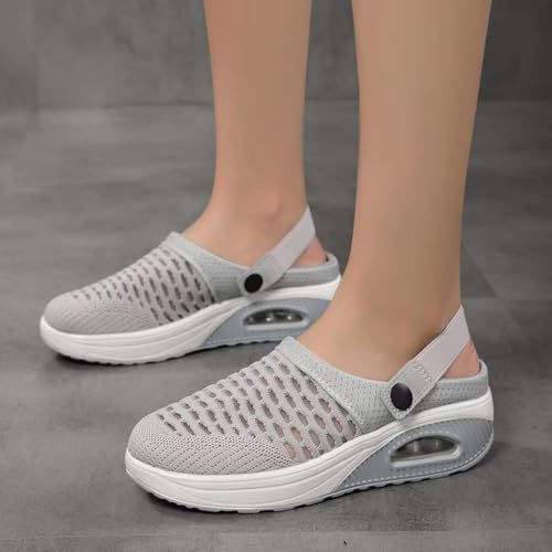 Diabetic Air Cushion Slip On Walking Shoes Mesh Closed Toe Wide Width Clogs Mules Shoes Womens Orthopedic Diabetic Slippers with Arch-Support2