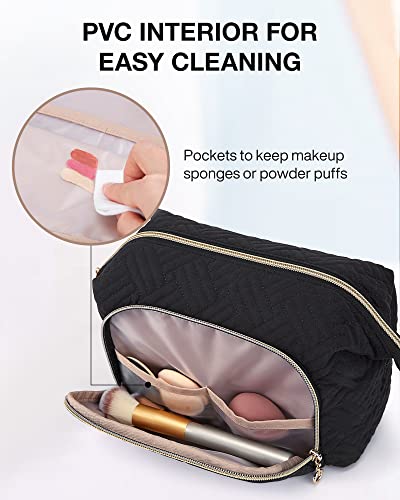 Image of BAGSMART Travel Makeup Bag, Cosmetic Bag Make Up Organizer Case,Large Wide-open Pouch for Women Purse for Toiletries Accessories Brushes Black