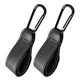Kinderwagen Haken Clips, 2 Stück Buggy-Clips Träger Kinderwagen Haken, Kinderwagen Taschenhalter aus Leder für Stroller, Kinderwagen, Anhänger, Rollator, Fahrradanhänger