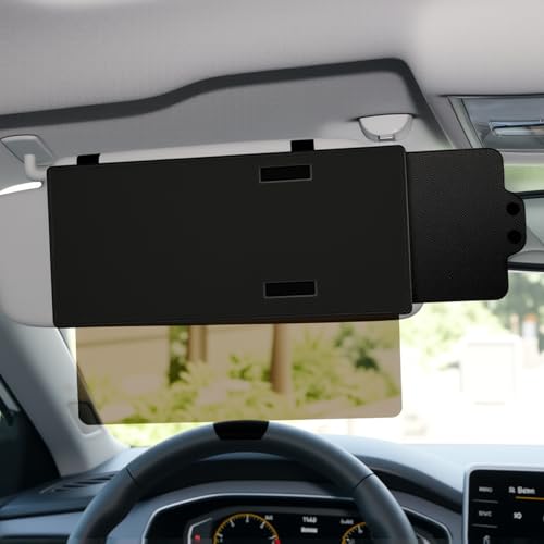 Rebvugr Polarized Sun Visor Extender, Car Sun Blocker with PC Lens and Side Sunshade, Portable Auto...