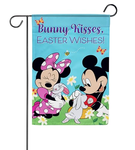 DISNEY Mickey and Minnie Bunny Kisses Easter Wishes Garden Flag 12.5"x18"