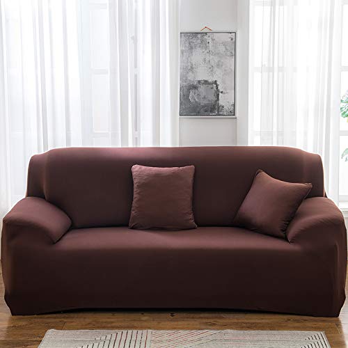 Housse canapé 2 places contre les griffes de chat | Protection extensible et design marron rétro