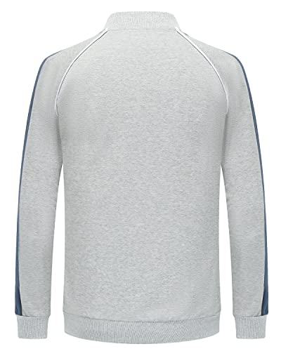 Glemall Mens Urban Hip Hop Premium Track Jacket - Full Zip-Up Long Sleeve Side Taping Sportswear Top,Lightweight Sweat Jackets For Men-M(Grey) #TOP2