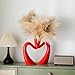 Lvases Red Hollow Ceramic Vases for Home Decor, Love Heart Snuggle Vase Set of 2, Modern Nordic Aesthetic Decorative Vase for Table Centerpiece Wedding Decoration (W 11.8