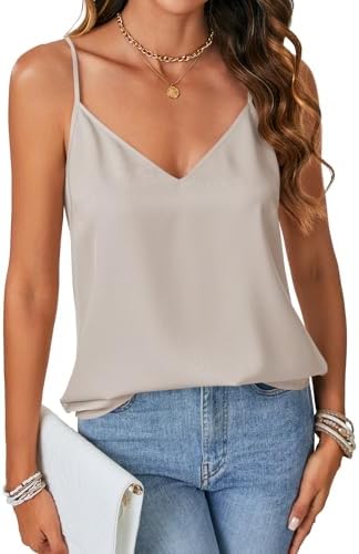 OPOIPIN Women's Silk Satin V Neck Camisole Adjustable Spaghetti S...