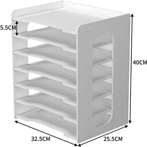 PUNCIA 7Tier Desktop File Holder Office Paper Organizer for Desk Letter Tray & A4 Paper Holder Document Storage Rack for Home Office School