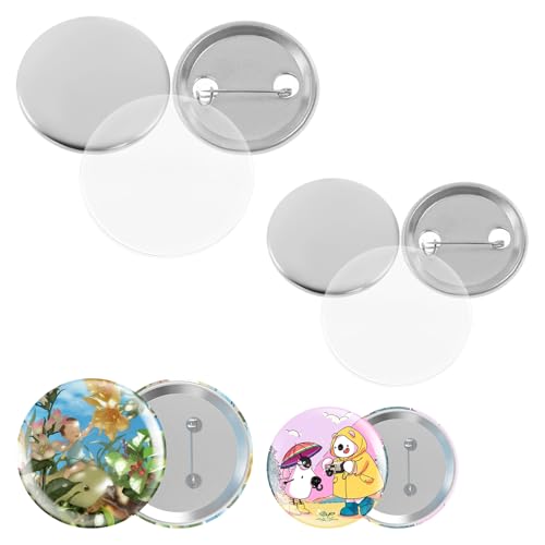 BEAMNOVA 100 Sets of 37mm + 100 Sets of 44mm Metal Button Supplies Blanks for Button Pin Maker