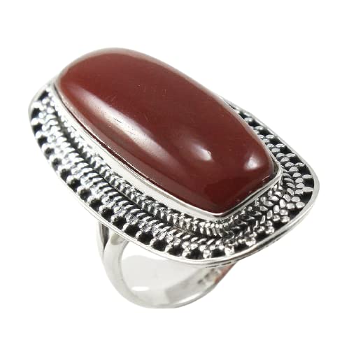 Natural Red Coral Ring Gemstone Ring 925 Sterling Silver Ring Coral Gemstone Ring Birthstone Ring Dainty Ring Jewelry Gift For Her (8.5)