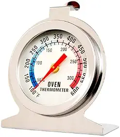 Termômetro Culinário Analógico Interno para Forno, Churrasqueira e Defumador – Aço Inox – 0°C a 300°C – Alta Precisão e Resistência