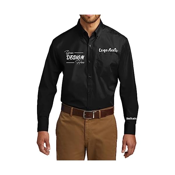 INK STITCH Men W100 Custom Personalized Embroidery Add Logo Texts Easy Care Long Sleeve Dress Buttondown Shirts