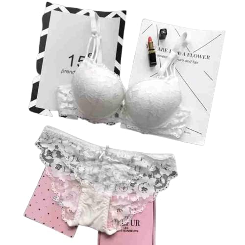 Image of UNITRUST Designer Women's Bra and Panty Set Lace Push Up Solid Lingerie Set