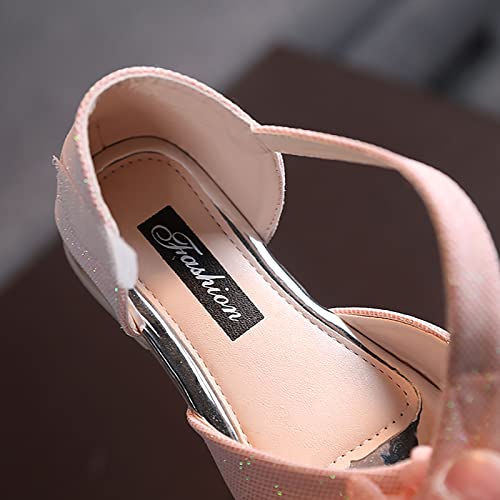 EnJoCho Sport Shoes for Kids Girls Rhinestone Flower Shoes Low Heel Princess Shoes Flower Wedding Party Dress Pump Shoes4