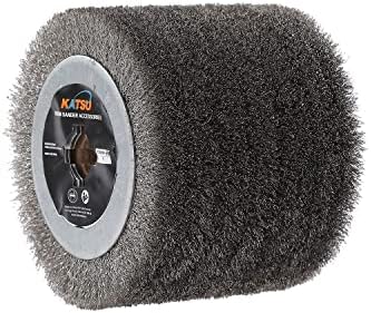 KATSU Drum Sander Wire Brush Brass Coated Steel 120mm 0.3mm Wire Diameter Angle Grinder Burnisher Polisher Replacement SP10009310
