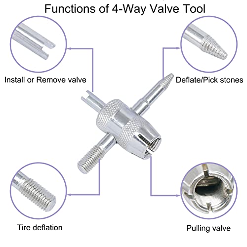 Twtade 7Pcs Tire Valve Stem Removal Tool Kit,R12 R134A Air Conditioning Valve Core Remover Tool,4-Way Valve Tool,Single And Dual Heads Valve Core Remover Tire Repair Tool #TOP4