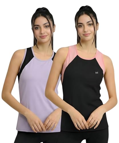 Image of White Moon Women's Gym Tank Top Combo | Pack of 2 Sleeveless Sports T-Shirts for Running, Training & Yoga