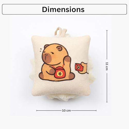Image of Luxe Home International Bath Sponge For Kids And Adult Microfibre Soft Shower Loofah Bear Pattern Gentle Skin Exfoliating Body Scrubber For Toddler Beige 10x11cm Pack Of 1