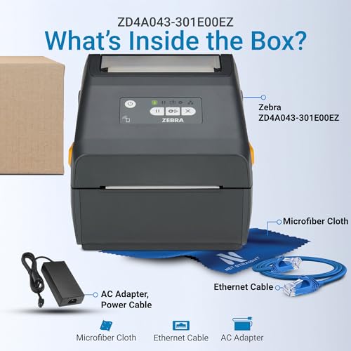 Image of ZD421 Thermal Label Printer 300 DPI for Shipping and Barcodes, Ethernet USB Desktop Direct Thermal and Transfer Printer, 4 Inch ZPL Compatible, ZD4A043-301E00EZ
