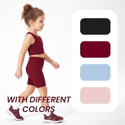 Image of Chichoo Girl's 2 Piece Athletic Outfits Workout Sets Sleeveless Crop Tank Tops and Bike Shorts Gymnastic Yoga Summer Kid 2-6Y
