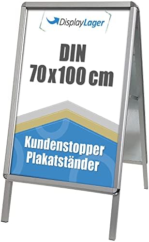 DisplayLager, Alu-Line Rondo klantenstopper van Deense kwaliteit, incl. 2 x APET voor 2 affiches (beide zijden), weerbestendig, affichestandaard, voetpad-standaard, reclamebord (A2