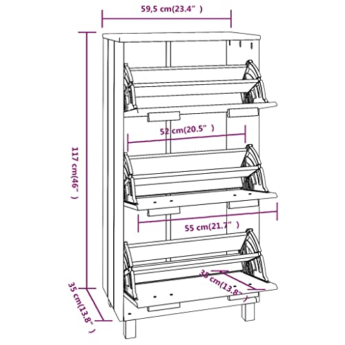 Armoire à chaussures blanche en pin massif de qualité supérieure Hamar - 4