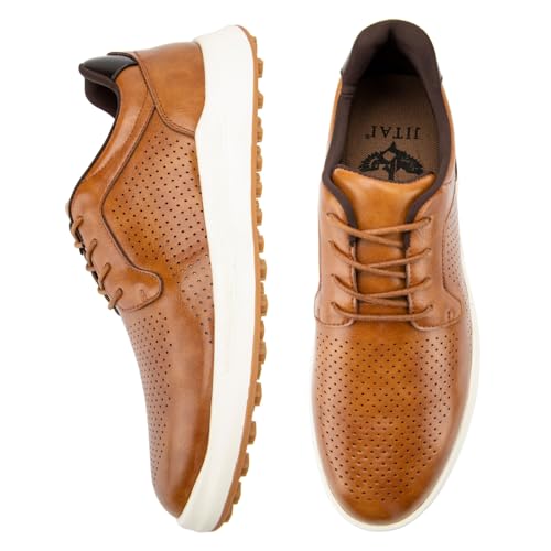 JITAI Men's Fashion Sneakers Shoes Lightweight Fashion Shoes with Wingtip Brogue & Lace-up Design Casual Business Shoes2