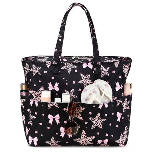 Image of LEDAOU Large Beach Bag Women Waterproof Sandproof Zipper Beach Tote Pool Bag for Swim Gym Grocery Travel with Wet Pocket