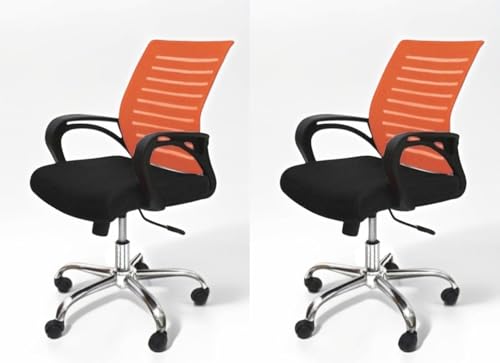 Image of Ngfc Office Chair for Home with Back Support Arm Rest 360 Degree Rotating Office Chair with Tilt Lock Mechanism High Comfort Seating Ergonomic Chair for Home & Office (2, Orange)