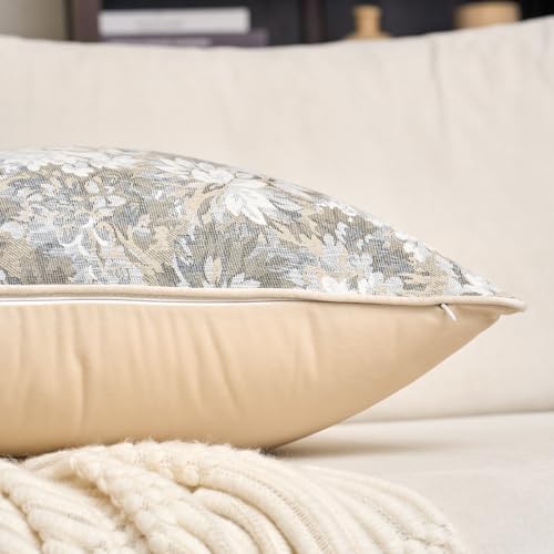 Alerfa Beige Neutral Floral Pillow Cover 12 x 20 Inch, Vintage Chenille Rectangle Couch Pillow Cover Soft Decorative Farmhouse Accent Pillowcase for Living Room Bedroom by Alerfa - Used condition - Image 2