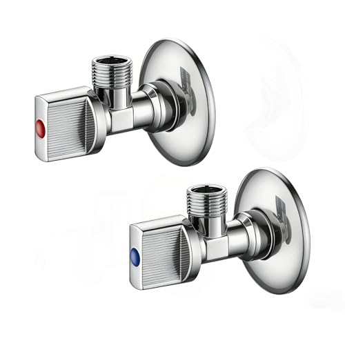 Ibergrif M22008A Valvola Angolare 1/2" x 3/8" for Under Sink Faucet, Chrome Angle Valve, Easy Installation Water Valve, Set of 2 for Kitchen Bathroom