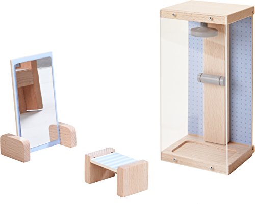 Preisvergleich Produktbild HABA 303837 - Little Friends Puppenhaus-Möbel Dusche / Mit Dusche, Hocker und Spiegel / Passend für alle Little Friends-Puppenhäuser
